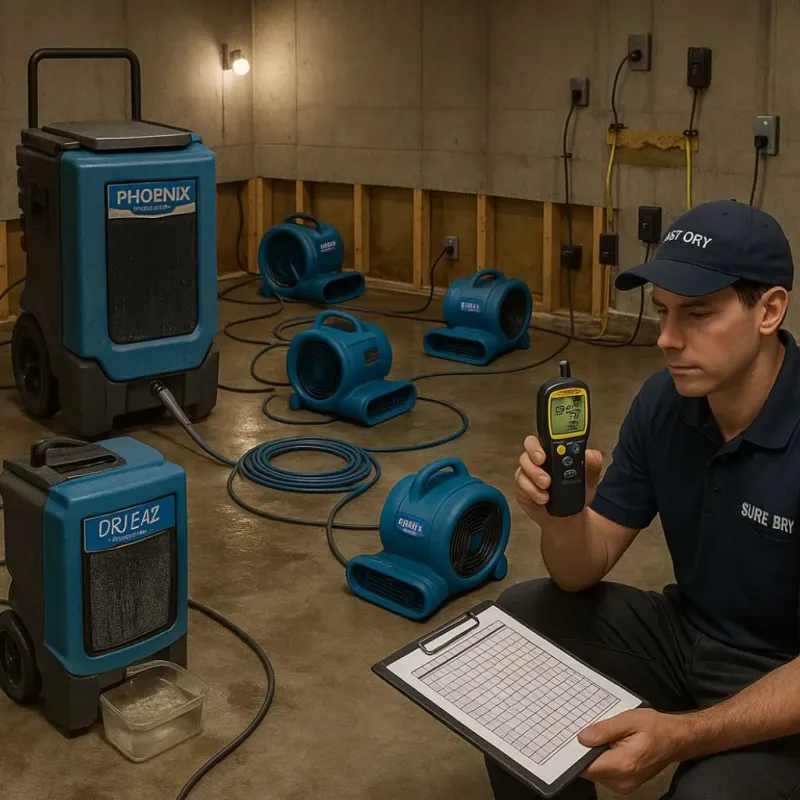 Structural Drying and Dehumidification process in Diaz, AR